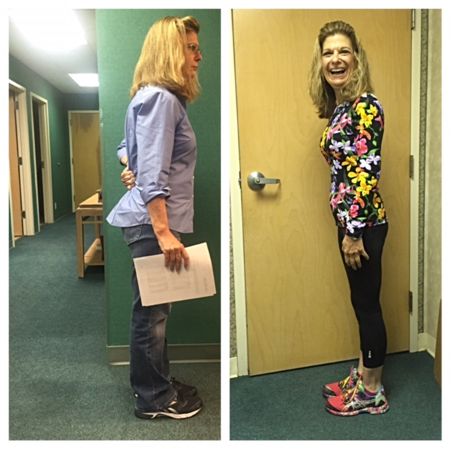 Pam before and after weight loss side view