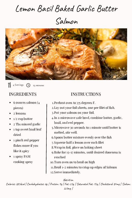 Lemon Basil Baked Garlic Butter Salmon - Best Weight On You