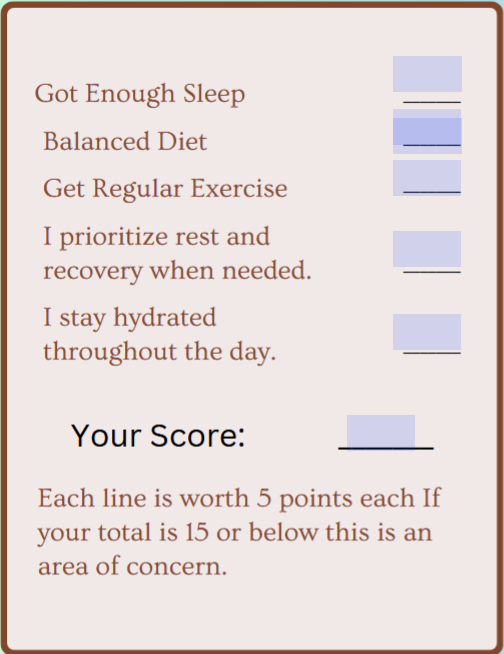 physical self care checklist 