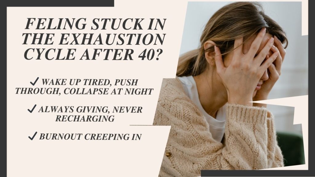 lady with head in hands . words descrigin how she feels